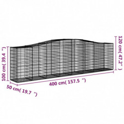 Gabionen mit Hochbogen 20 Stk 400x50x100/120cm Verzinktes Eisen