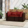 Garten-Ecksofas mit Kissen 2 Stk. Braun Poly Rattan