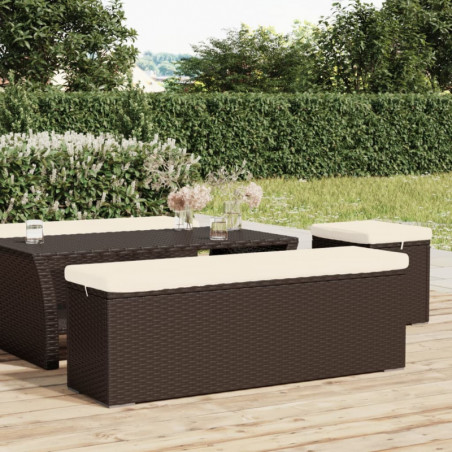 Hockerbank mit Sitzkissen Braun 110x30x40 cm Poly Rattan