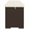 Hockerbank mit Sitzkissen Braun 110x30x40 cm Poly Rattan