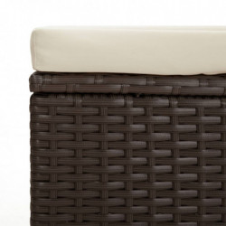 Hockerbank mit Sitzkissen Braun 110x30x40 cm Poly Rattan