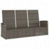 Gartenbank mit Liegefunktion & Kissen Grau 173 cm Poly Rattan