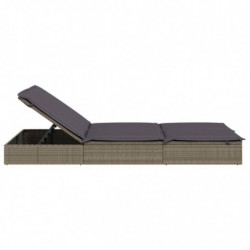 Sonnenliegen 2 Stk. Grau 201x55x20 cm Poly Rattan