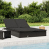 Sonnenliegen 2 Stk. Schwarz 201x55x20 cm Poly Rattan