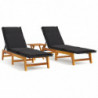 3-tlg. Garten-Lounge-Set Poly Rattan & Massivholz Akazie