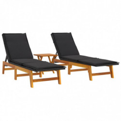 3-tlg. Garten-Lounge-Set Poly Rattan & Massivholz Akazie