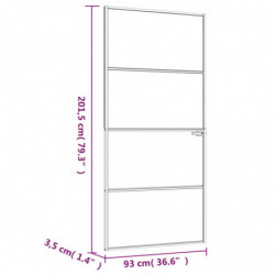 Innentür Weiß 93x201,5 cm Hartglas & Aluminium Schlank