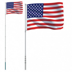 Flagge der Vereinigten Staaten mit Mast 5,55 m Aluminium