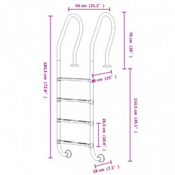 Pool-Leiter 54x38x184,5 cm Edelstahl 304