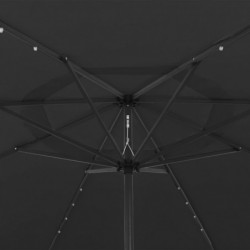 Sonnenschirm mit LED-Leuchten und Metallmast 400 cm Schwarz