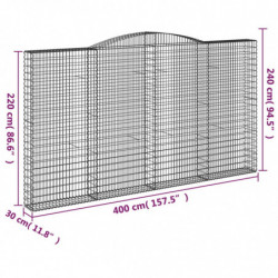 Gabionen mit Hochbogen 2 Stk. 400x30x220/240cm Verzinktes Eisen