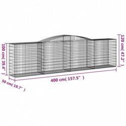 Gabionen mit Hochbogen 7 Stk. 400x50x100/120cm Verzinktes Eisen