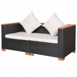 Gartensofa Umeko Poly Rattan Schwarz