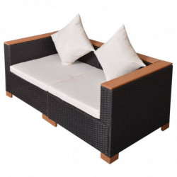 Gartensofa Umeko Poly Rattan Schwarz