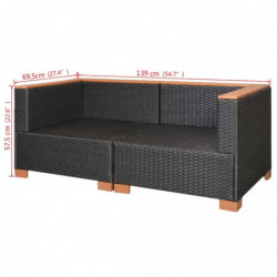 Gartensofa Umeko Poly Rattan Schwarz