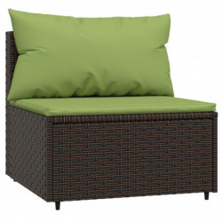 Garten-Mittelsofa mit Kissen Braun Poly Rattan