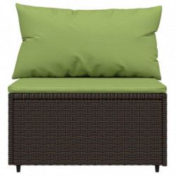 Garten-Mittelsofa mit Kissen Braun Poly Rattan