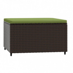 Gartenhocker mit Kissen Braun Poly Rattan