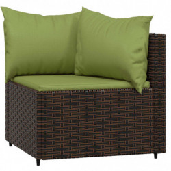 4-tlg. Garten-Lounge-Set mit Kissen Braun Poly Rattan