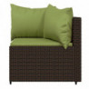 4-tlg. Garten-Lounge-Set mit Kissen Braun Poly Rattan