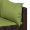 4-tlg. Garten-Lounge-Set mit Kissen Braun Poly Rattan