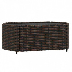 4-tlg. Garten-Lounge-Set mit Kissen Braun Poly Rattan