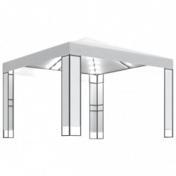 Pavillon Wendy mit Doppeldach & LED-Lichterkette 3x3 m Weiß
