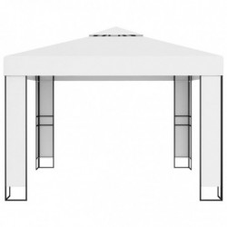 Pavillon Wendy mit Doppeldach & LED-Lichterkette 3x3 m Weiß