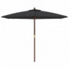 Sonnenschirm mit Holzmast Schwarz 299x240 cm