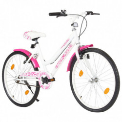 Kinderfahrrad 24 Zoll Rosa und Weiß