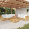 6-tlg. Garten-Lounge-Set mit Kissen Massivholz Teak