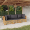 3-tlg. Garten-Lounge-Set mit Kissen Massivholz Teak