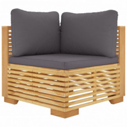 3-tlg. Garten-Lounge-Set mit Kissen Massivholz Teak