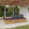 3-tlg. Garten-Lounge-Set mit Kissen Massivholz Teak