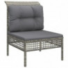 5-tlg. Garten-Lounge-Set mit Kissen Grau Poly Rattan