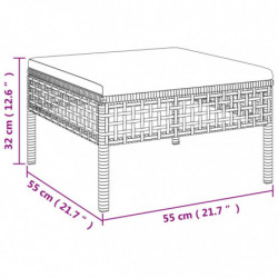 8-tlg. Garten-Lounge-Set mit Kissen Grau Poly Rattan