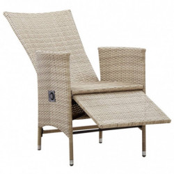 Garten-Liegestühle 2 Stk. mit Auflagen Poly Rattan Beige