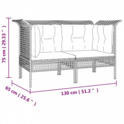 Garten-Ecksofas mit Kissen 2 Stk. Grau Poly Rattan