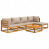 6-tlg. Garten-Lounge-Set mit Taupe Kissen Massivholz