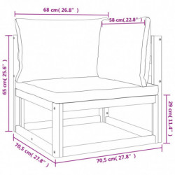 4-tlg. Garten-Lounge-Set mit Hellgrauen Kissen Massivholz