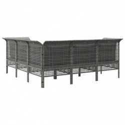 5-tlg. Garten-Lounge-Set mit Kissen Grau Poly Rattan