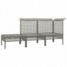 3-tlg. Garten-Lounge-Set mit Kissen Grau Poly Rattan