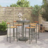 5-tlg. Gartenbar-Set Grau Poly Rattan & Massivholz Akazie