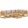 6-tlg. Garten-Lounge-Set mit Taupe Kissen Massivholz