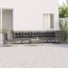 8-tlg. Garten-Lounge-Set mit Kissen Grau Poly Rattan