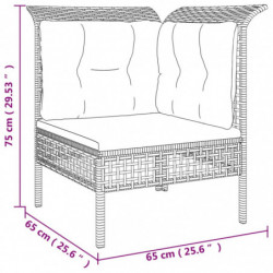 8-tlg. Garten-Lounge-Set mit Kissen Grau Poly Rattan