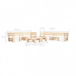 6-tlg. Garten-Paletten-Sofagarnitur Holz Natur