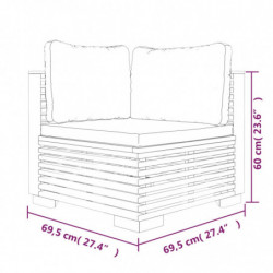 3-tlg. Garten-Lounge-Set mit Kissen Massivholz Teak