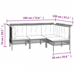 8-tlg. Garten-Lounge-Set mit Kissen Grau Poly Rattan