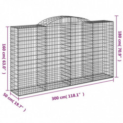 Gabionen mit Hochbogen 9 Stk. 300x50x160/180cm Verzinktes Eisen